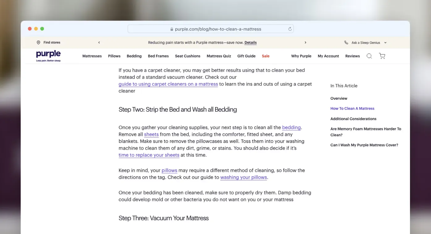An example of a blog post with poorly visible anchor text.