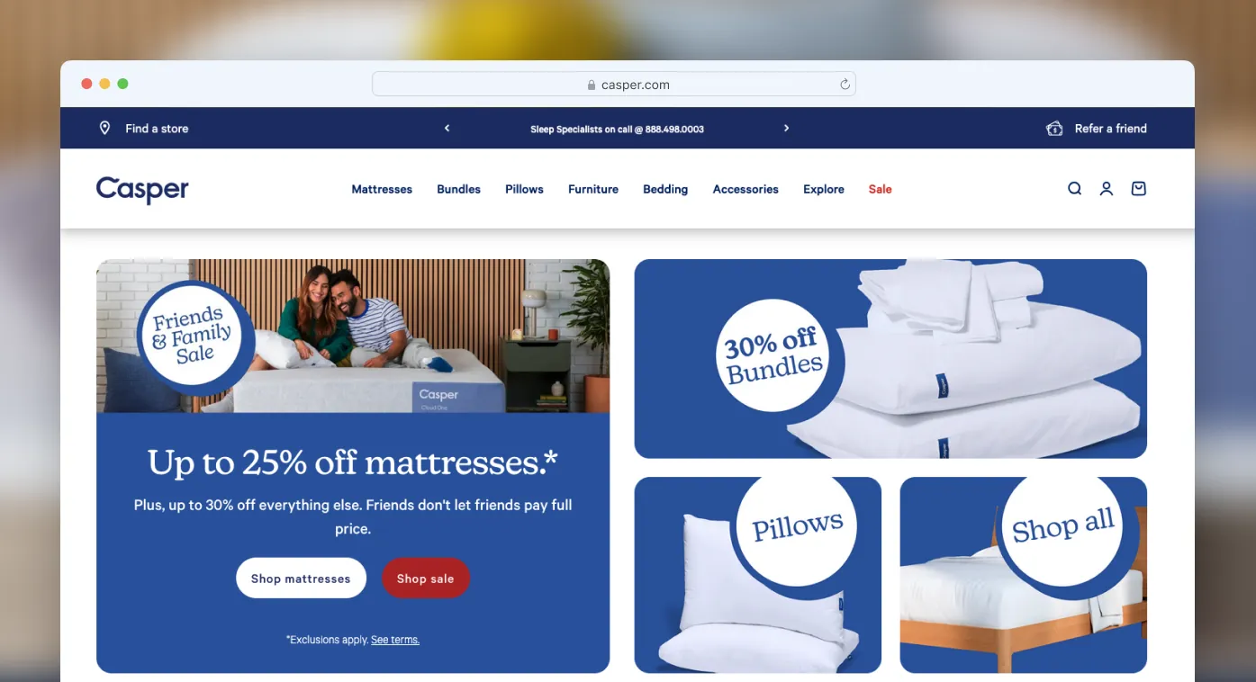 "Casper" home page.