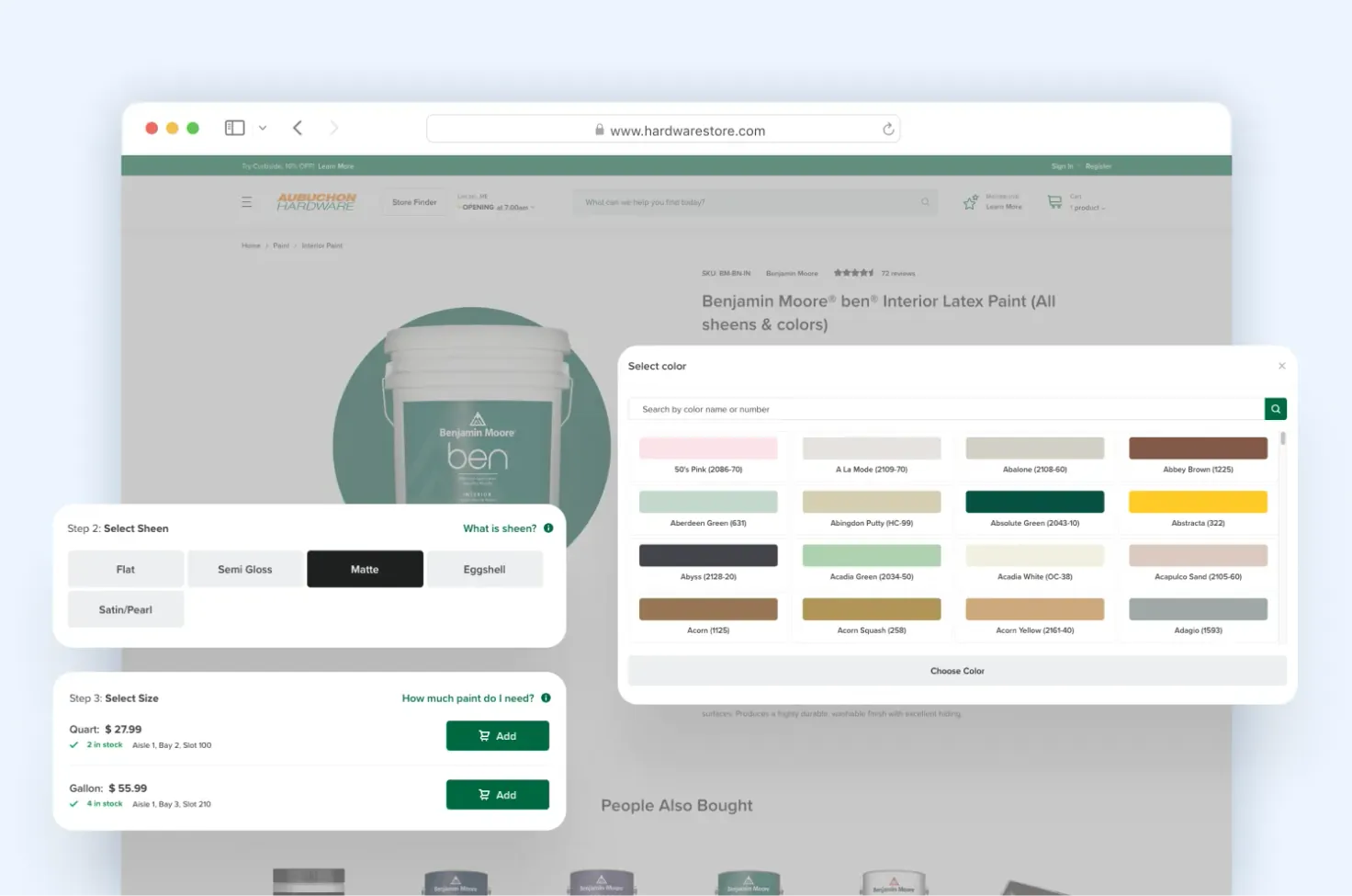 UI close-up of the Mix Your Color interface, done for HardwareStore.