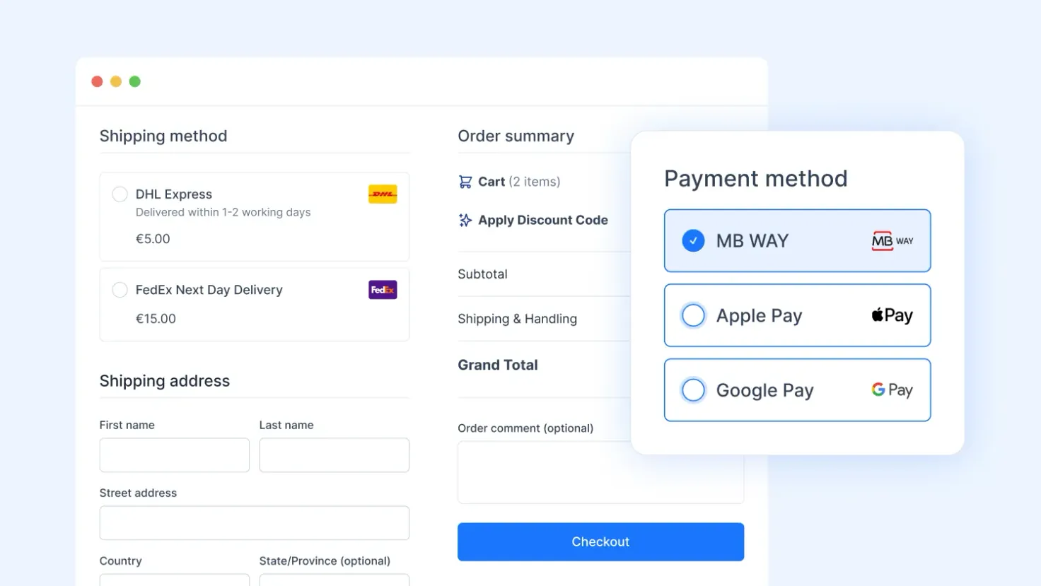 Payment options added for Checkout.com.