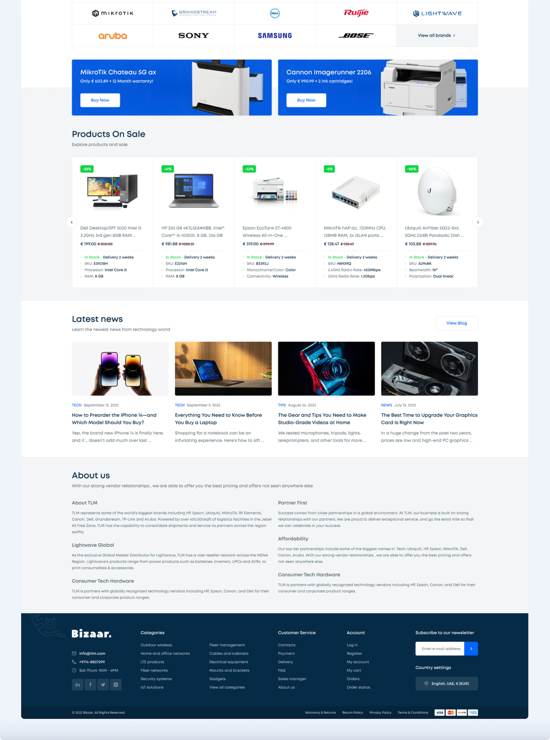 The Bizaar homepage, continued
