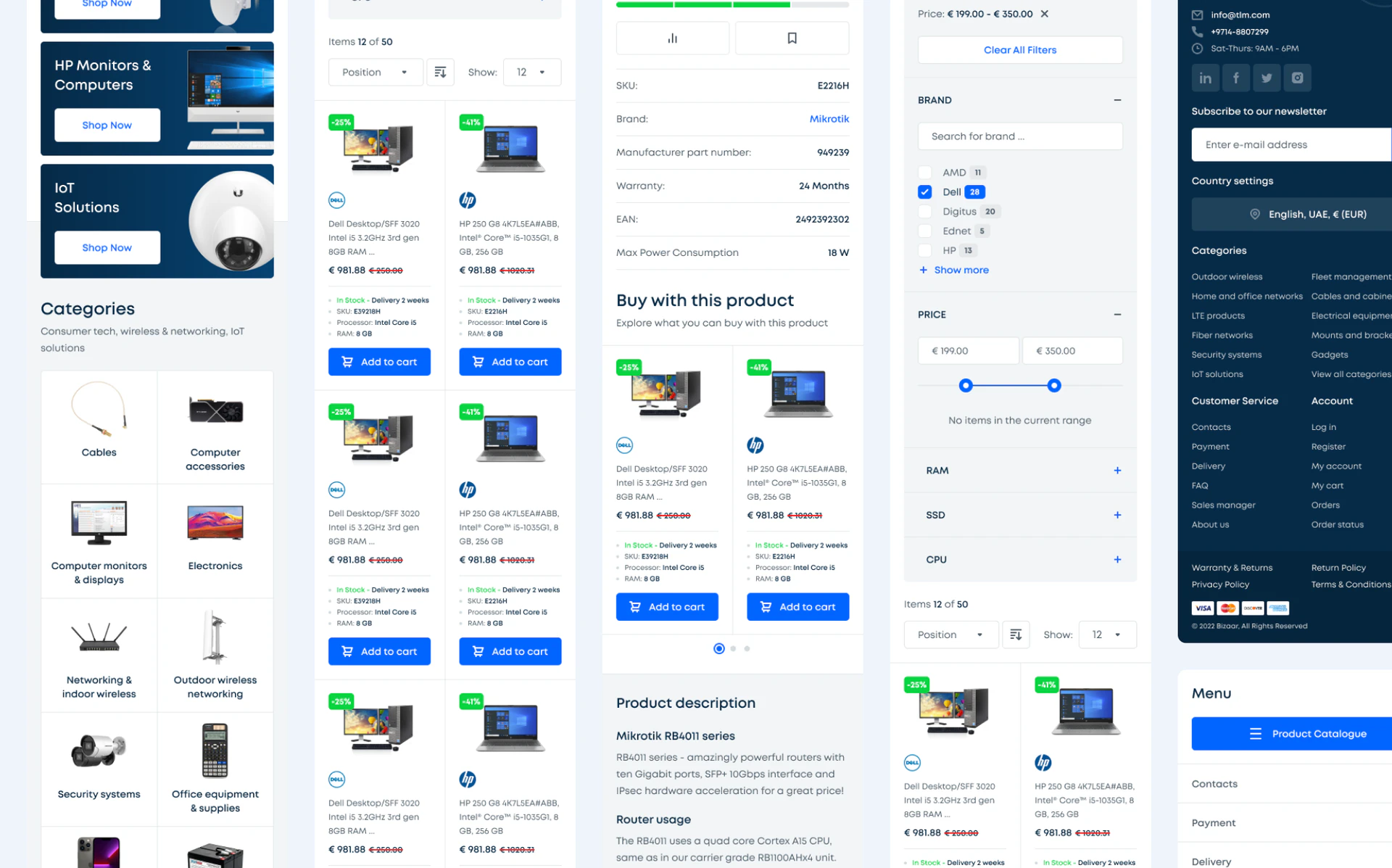 Bizaar pages on mobile, continued