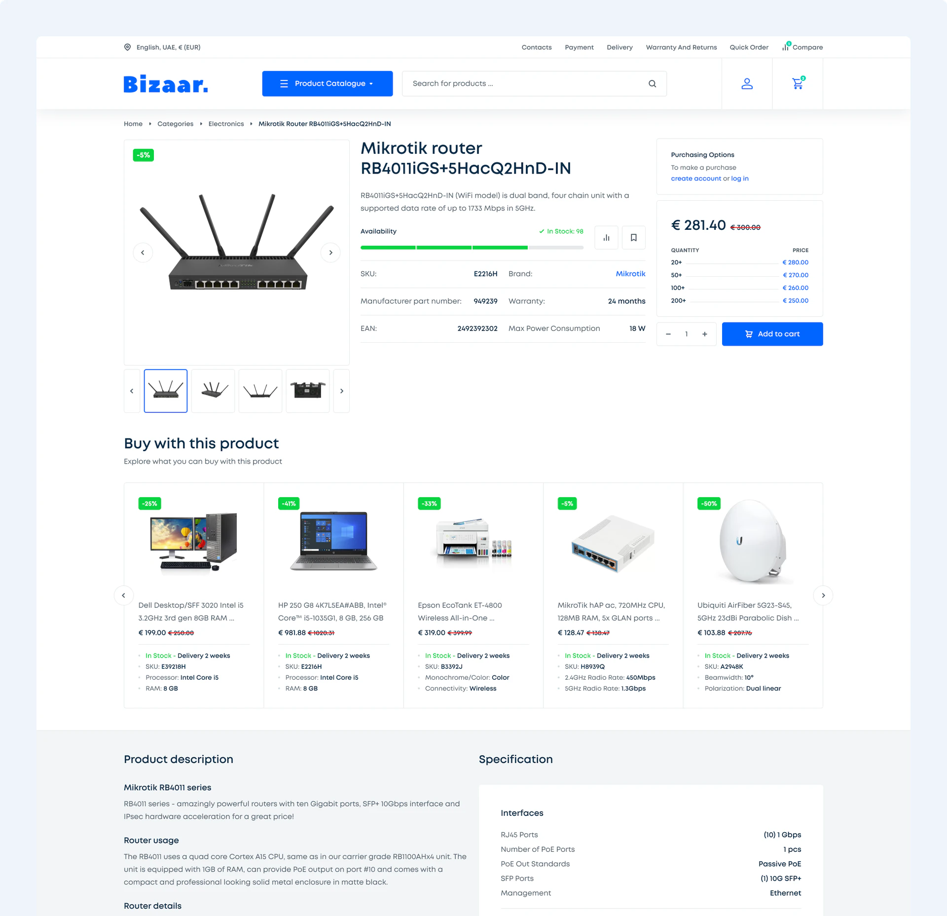 A Bizaar product page