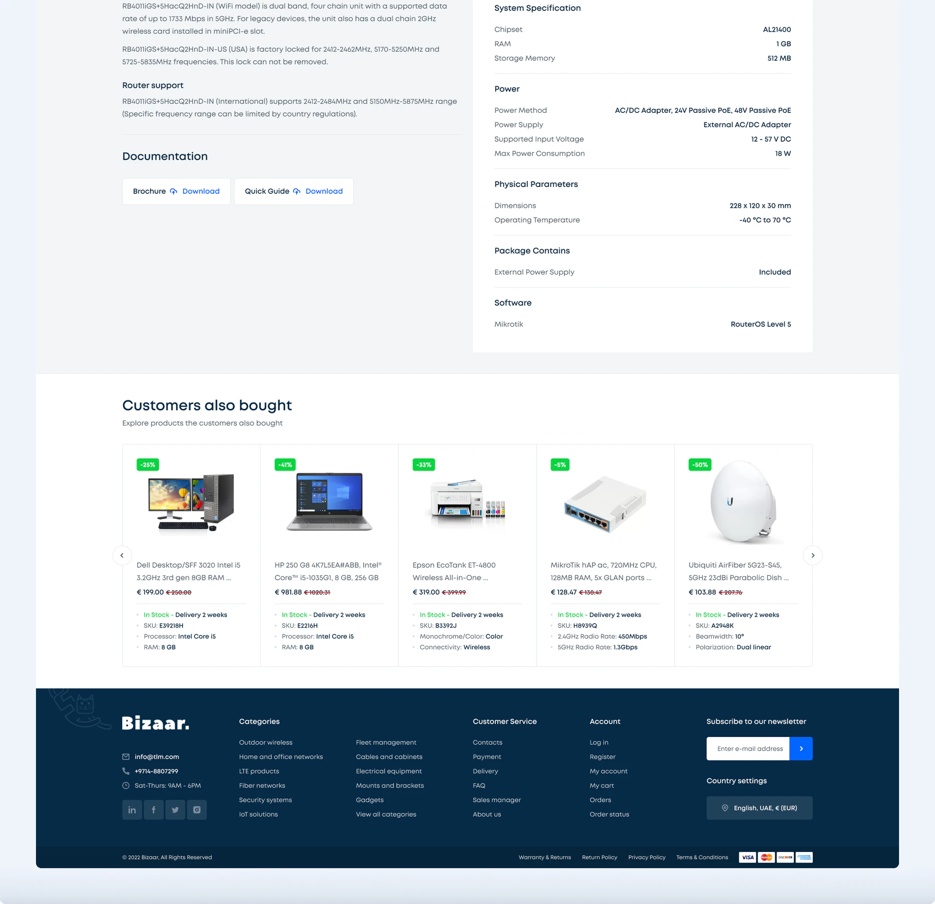 The product page, continued