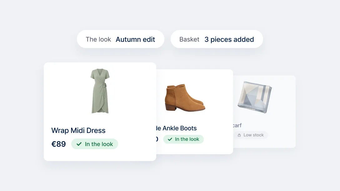 Autumn edit look with stacked product cards