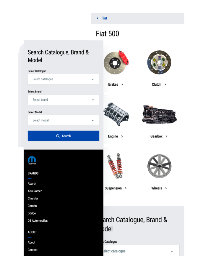 Year make model fitment selector for a Fiat 500