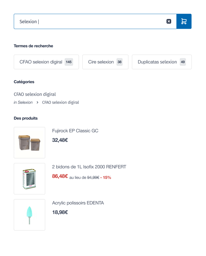 Catalog search autocomplete preview
