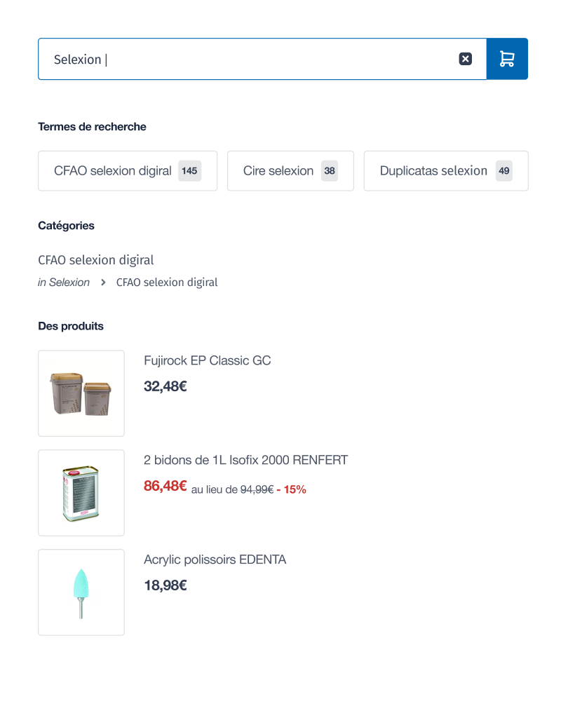 Catalog search autocomplete preview