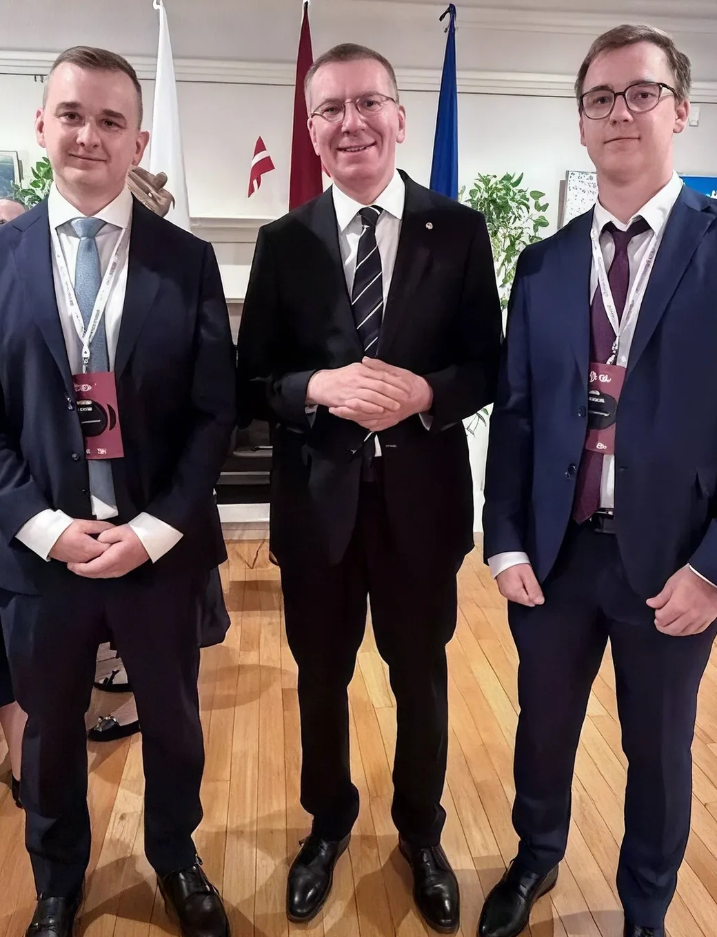 Latvian delegation with President Edgars Rinkēvičs at the Embassy of Latvia in Tokyo, Japan