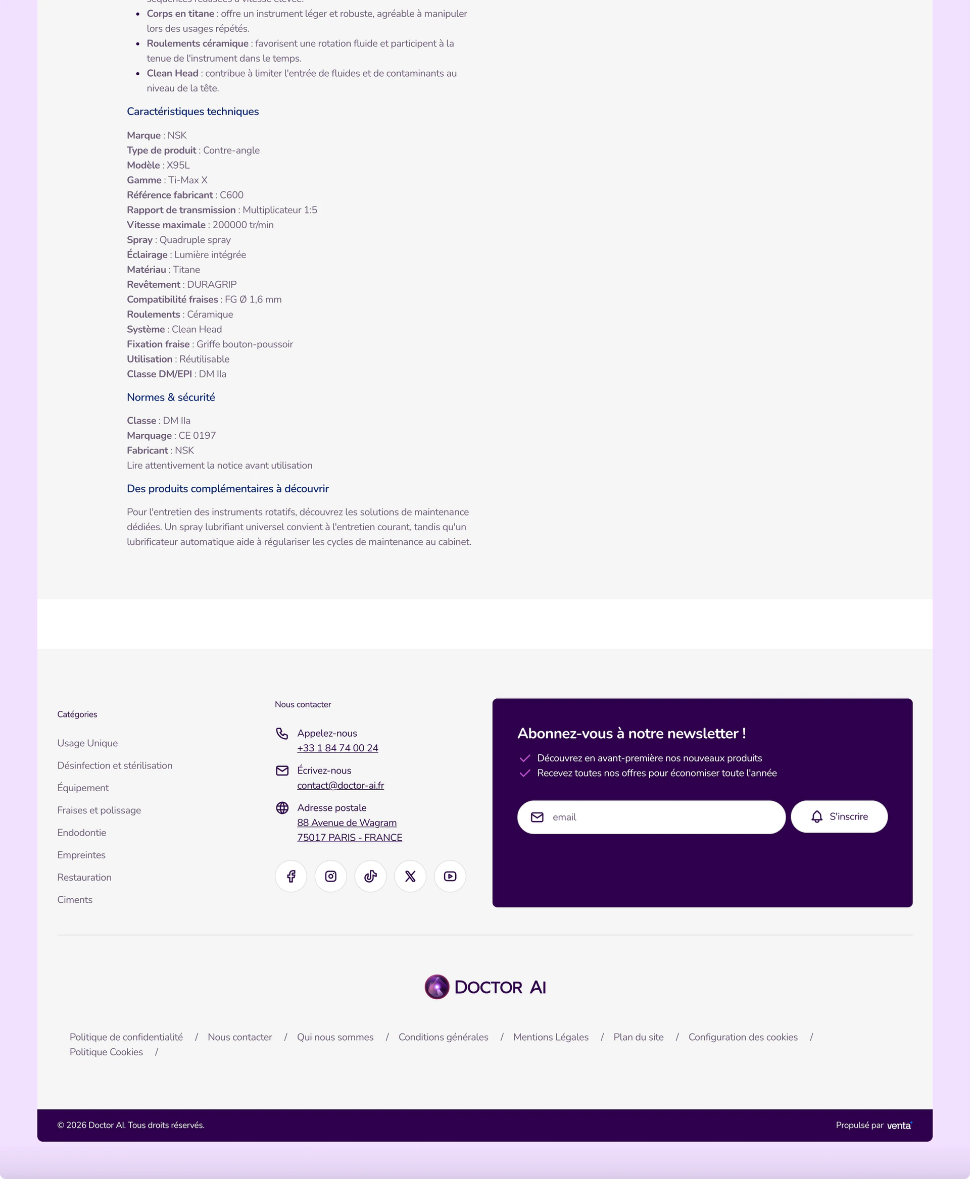 The product page, continued