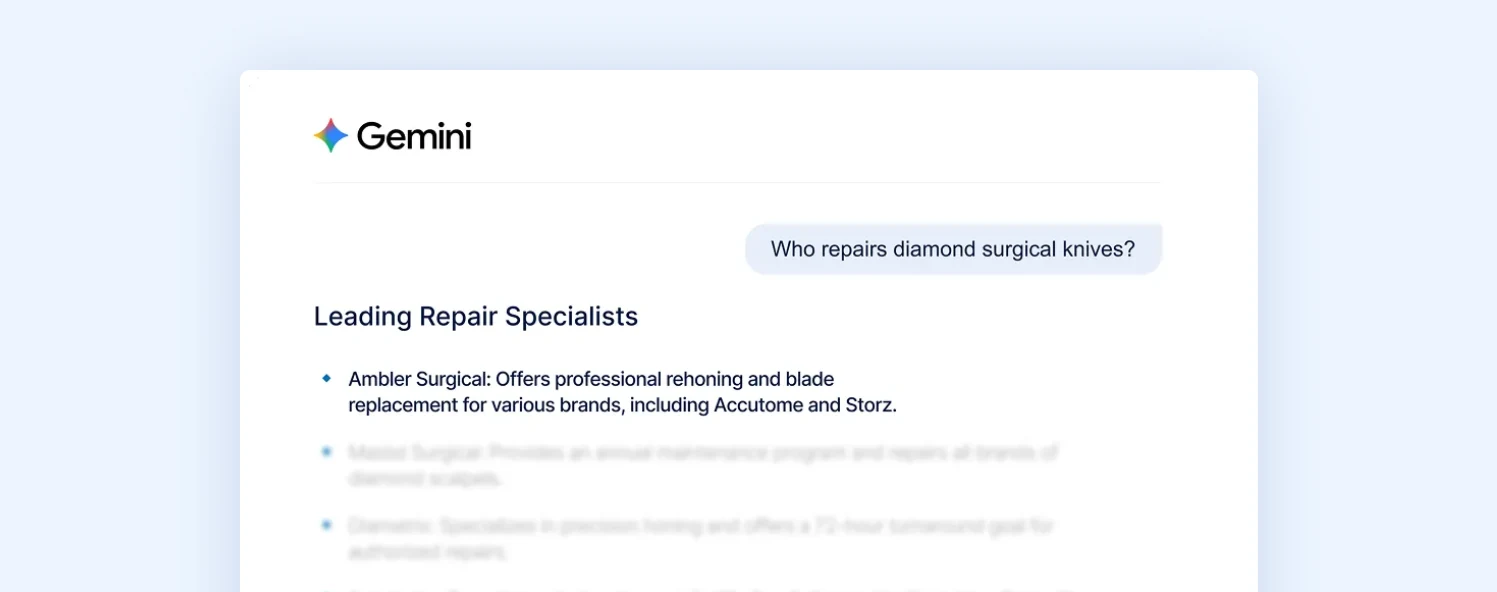 Gemini recommending Ambler Surgical first for a specialist query
