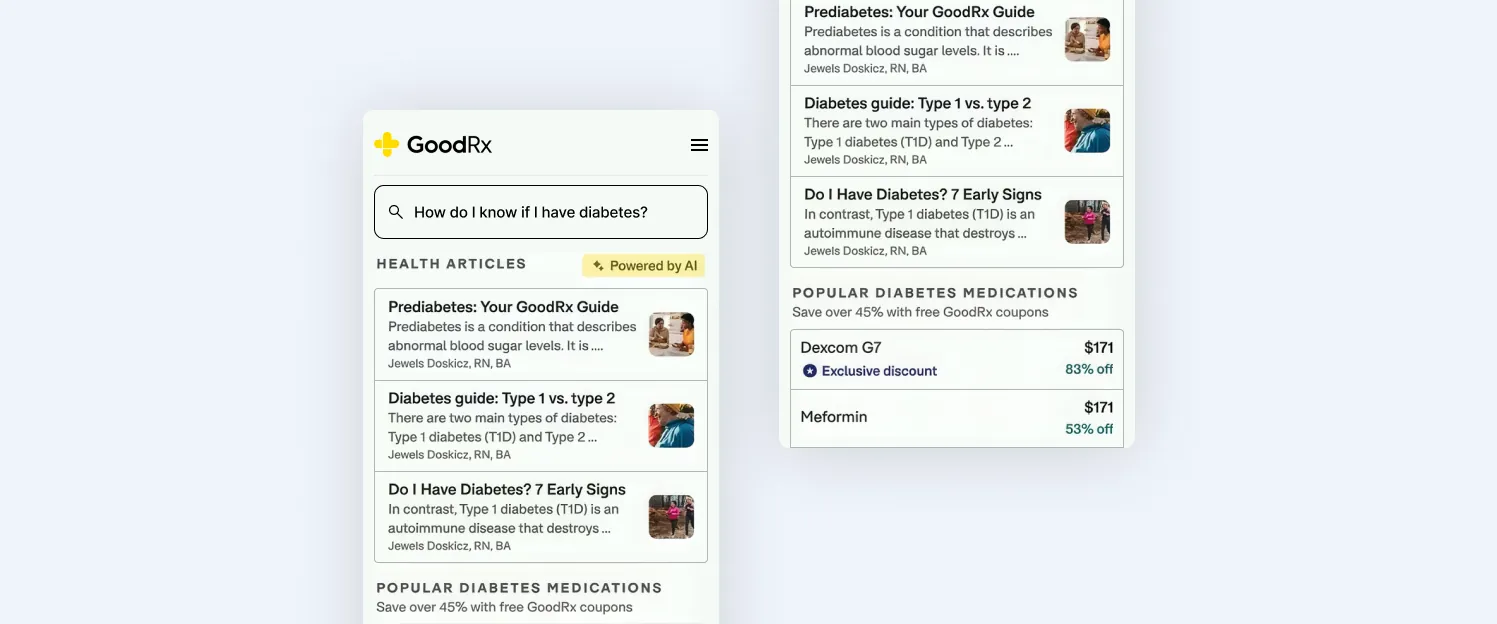 GoodRx AI searches for medication information and prescription savings.