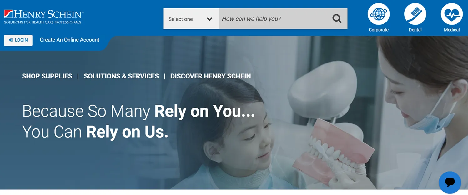 Henry Schein healthcare platform with AI-powered patient services.