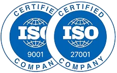 ISO 9001 and ISO 27001 certified