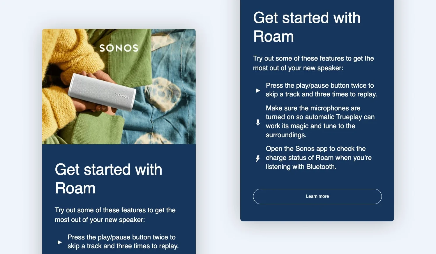 Image-only Sonos email campaign with the headline, body copy, and CTA button embedded inside a single flattened graphic
