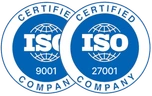 ISO 9001 and ISO 27001 certification badges