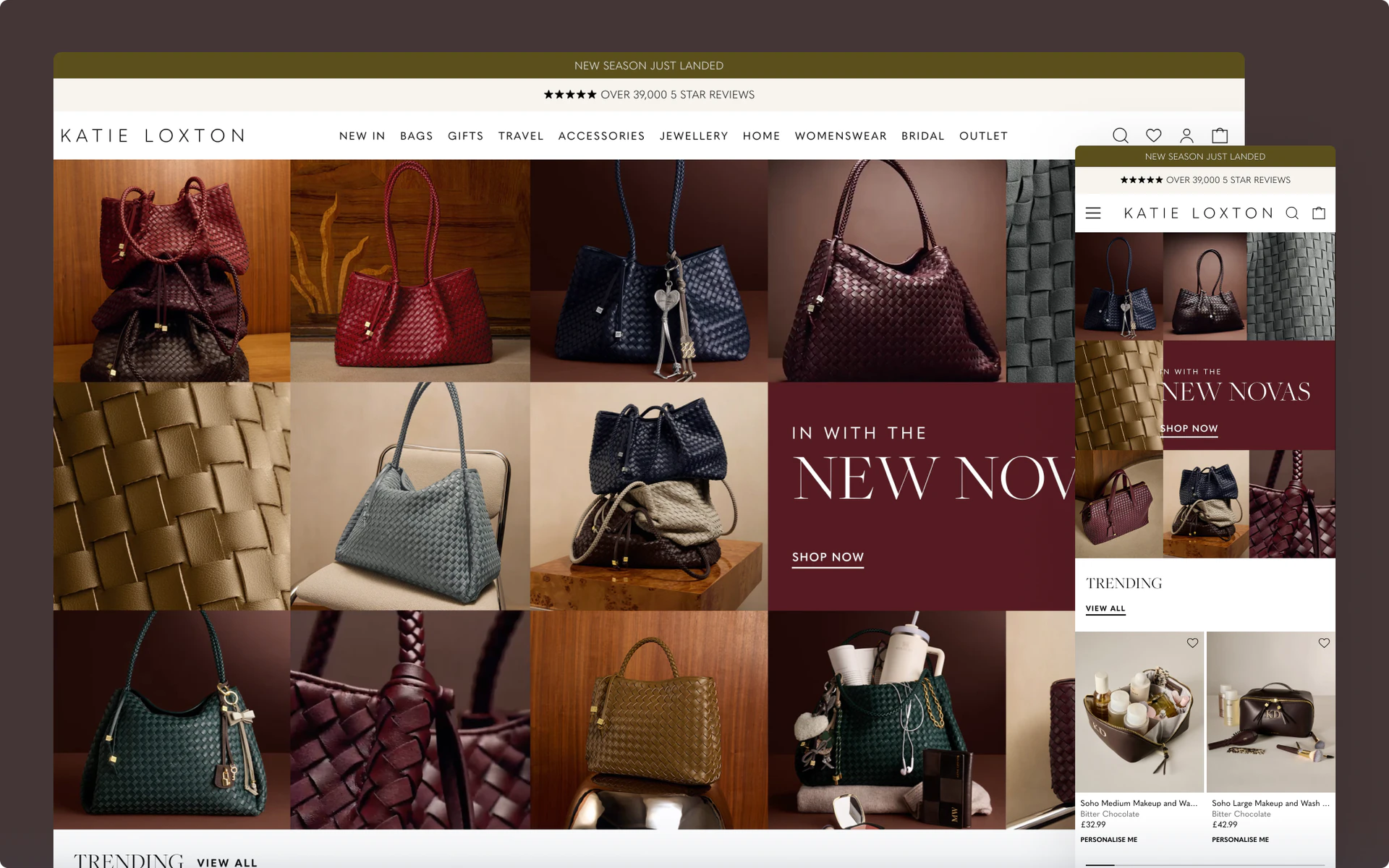 The Katie Loxton homepage on desktop and mobile