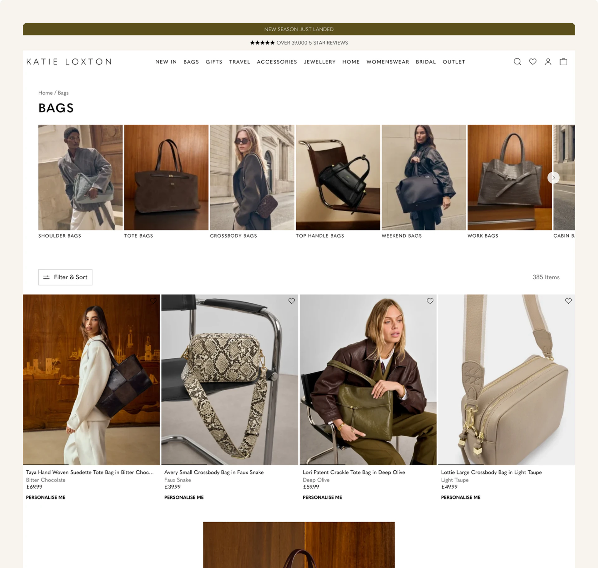 The Katie Loxton bags category page