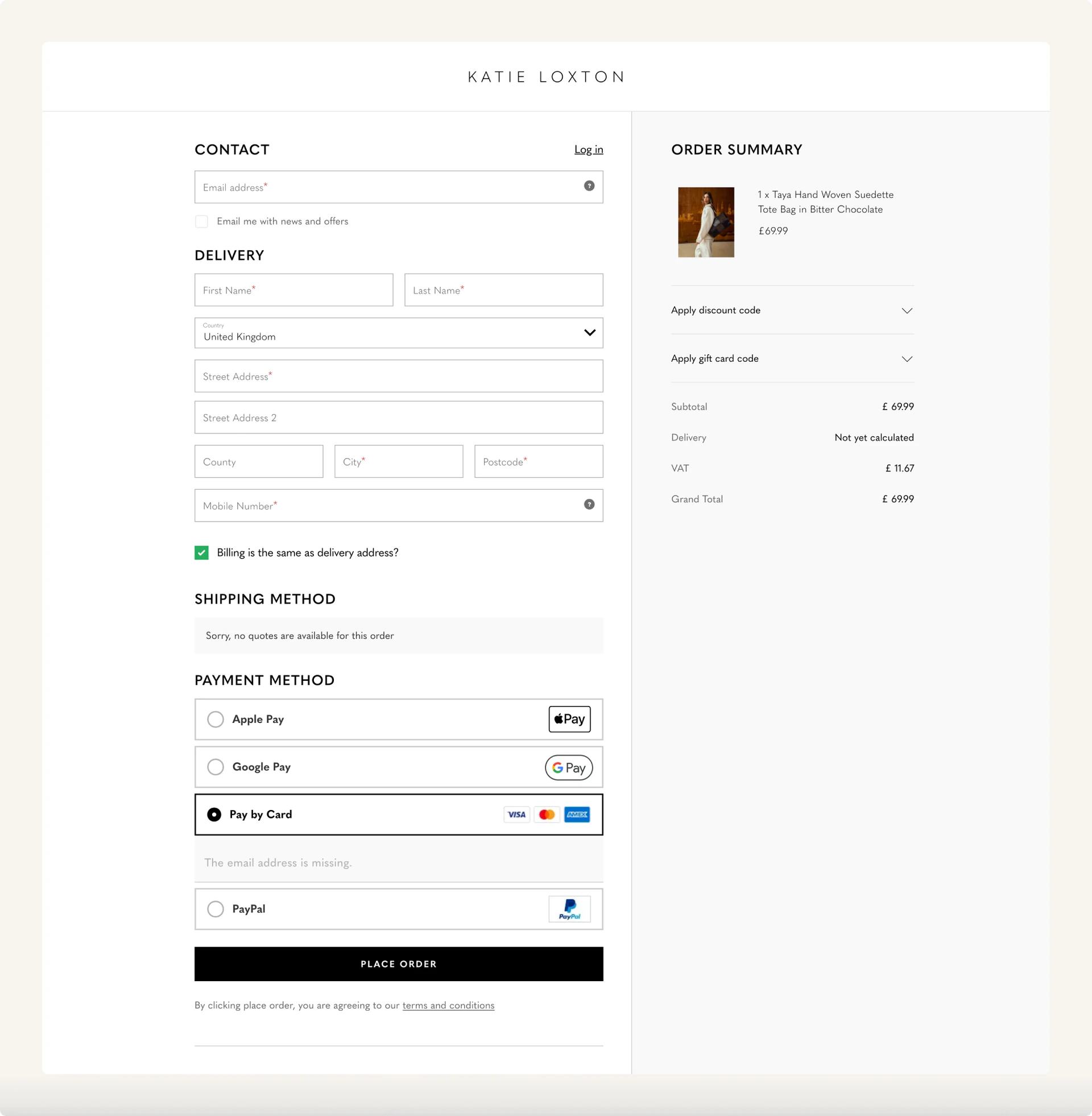 The Katie Loxton checkout