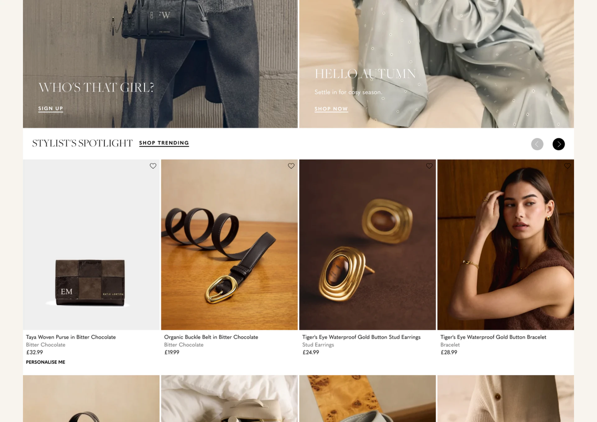 The Katie Loxton homepage, continued