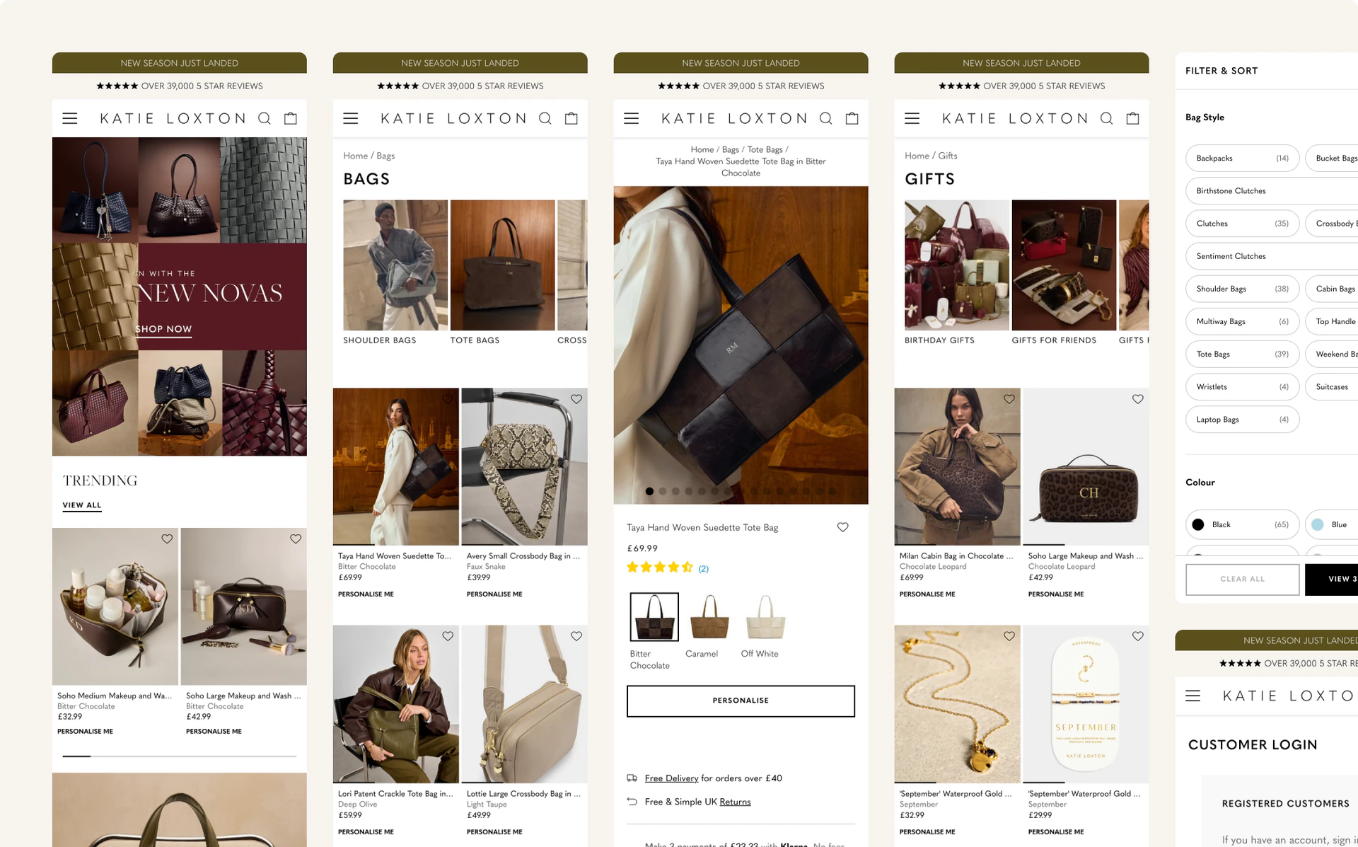Katie Loxton pages on mobile