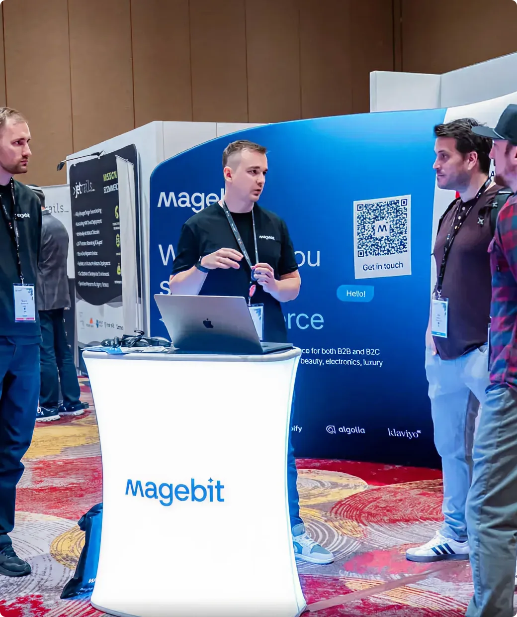 The Magebit team collecting the Innovator Award at Meet Magento