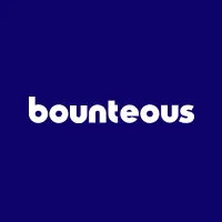 Bounteous logo, a white lowercase wordmark on a deep indigo square