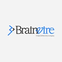 Brainvire logo, a blue arrow mark beside the word "Brainvire" with the tagline "A SaaS Differently Company"