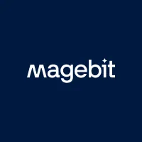 Magebit logo, a white lowercase wordmark on a dark navy square