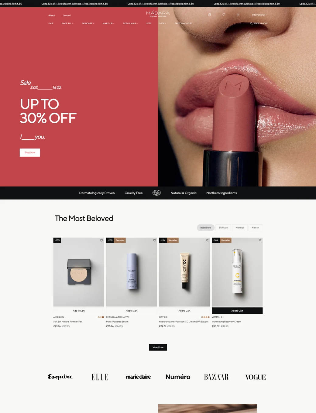 MÁDARA award-winning ecommerce storefront