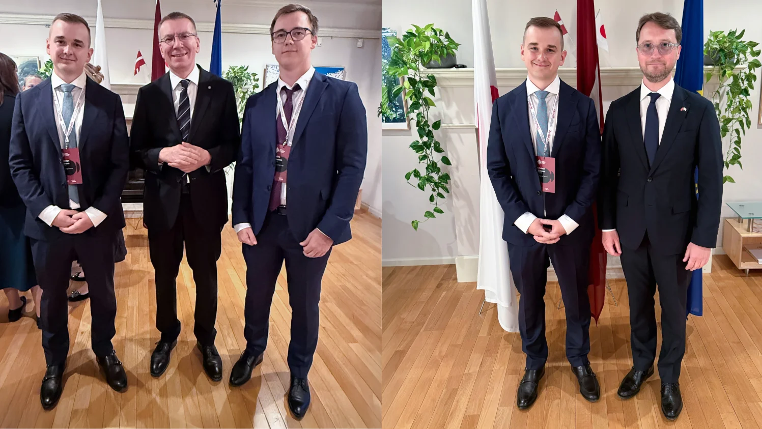 Magebit team members with the President of Latvia, Edgars Rinkevics, at the Latvian Embassy in Tokyo during Latvia's trade mission to Japan