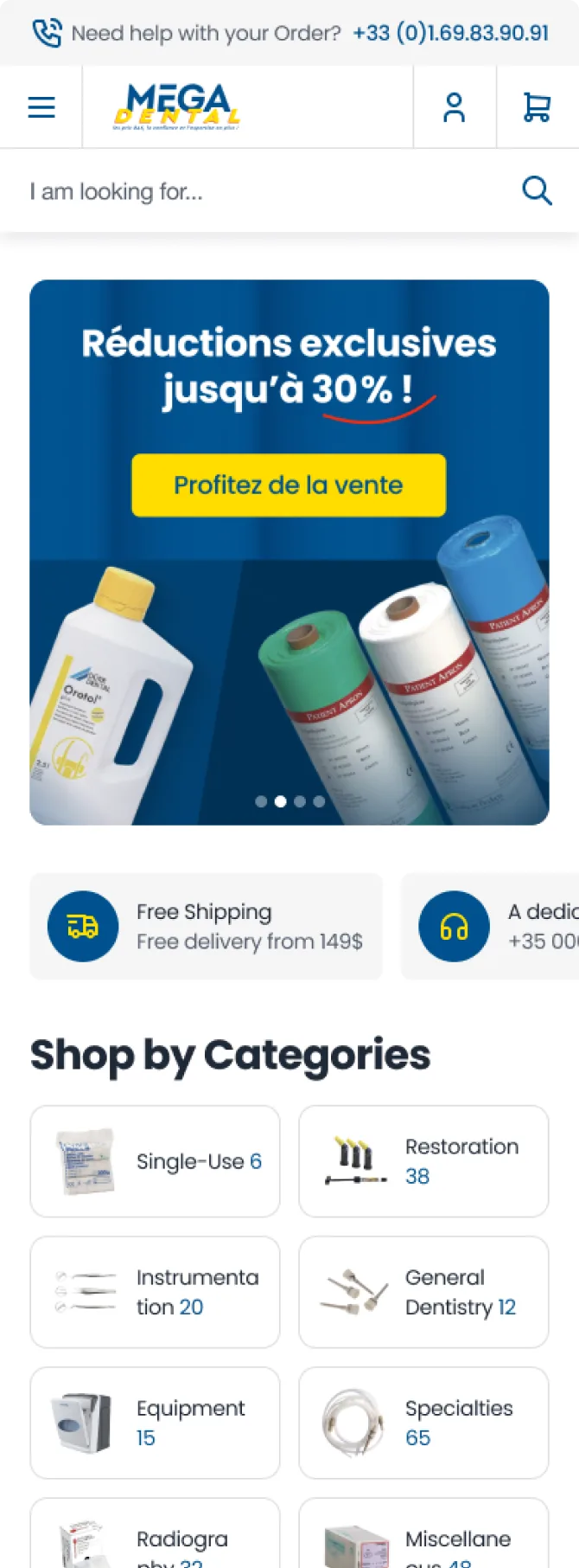 The Mega Dental storefront on mobile