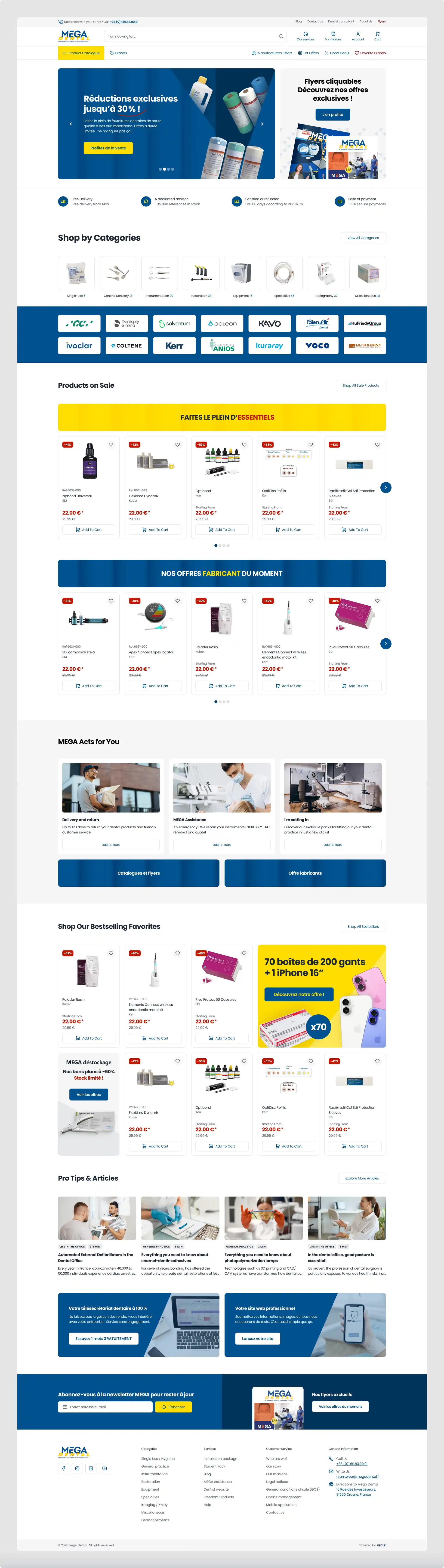 The Mega Dental homepage