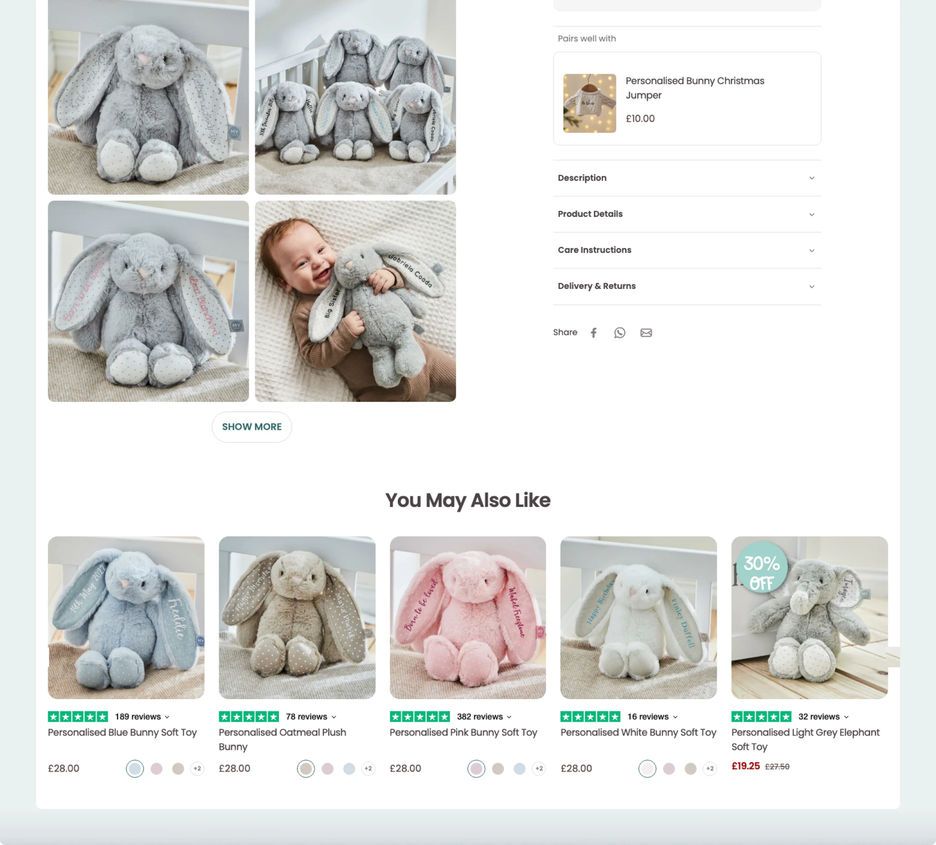 The product page, continued