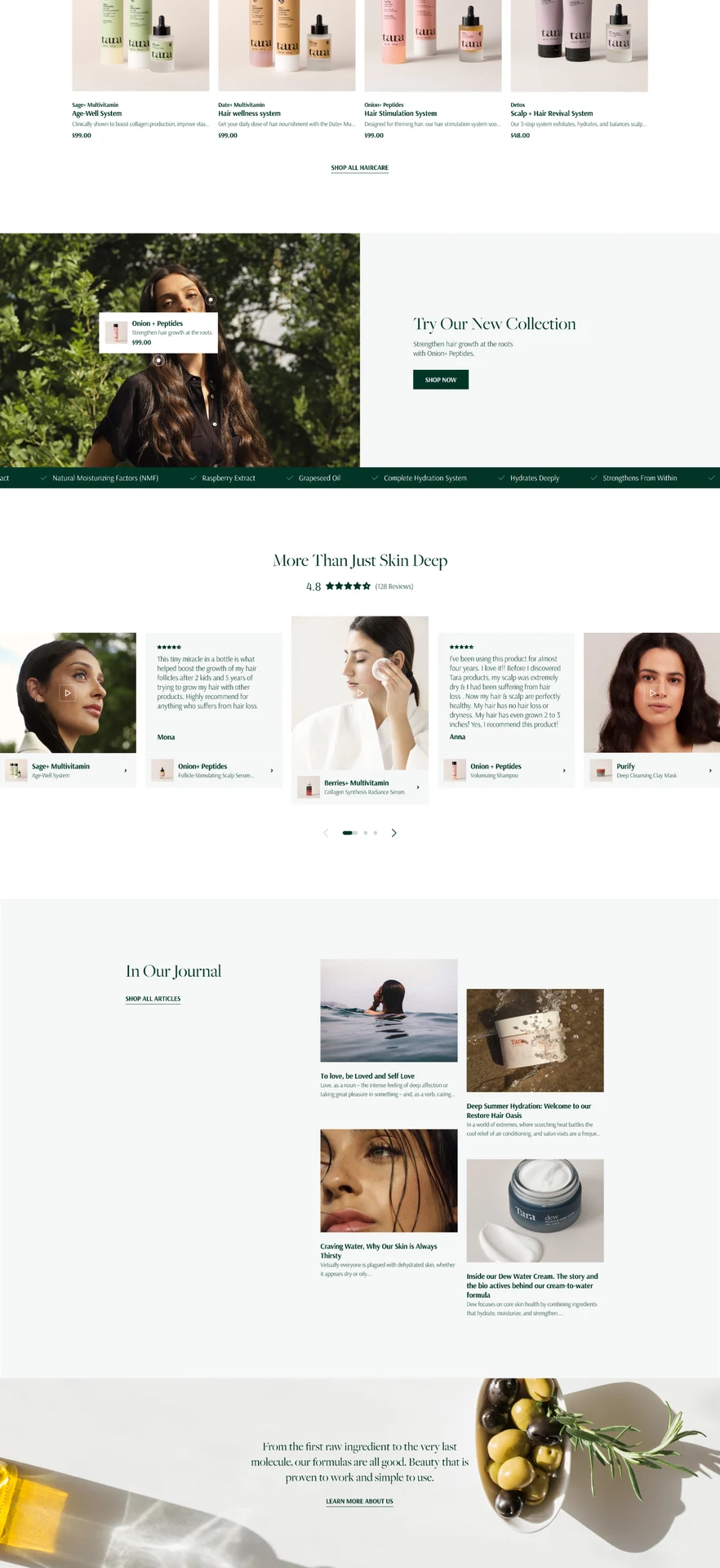 Beauty product page with shade family, try-on and reviews