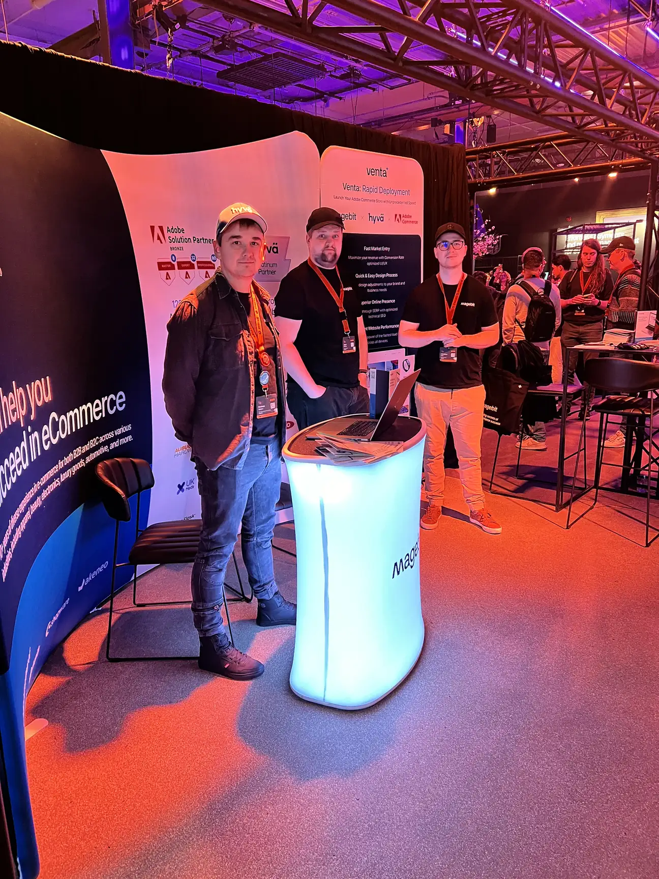 Magebit team at the Magebit booth at Meet Magento Netherlands 2024