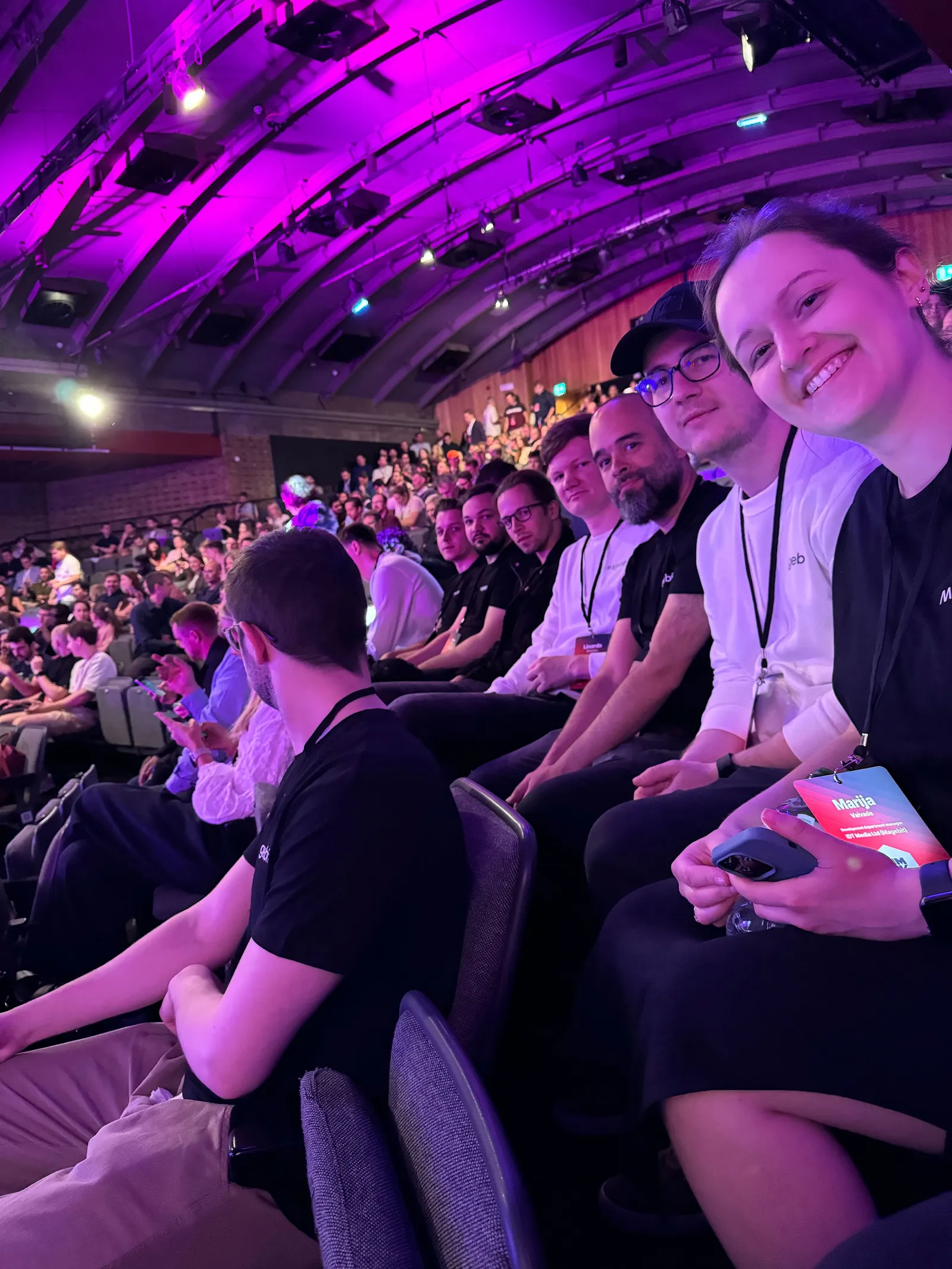 Magebit team seated in the main auditorium at The Mermaid during Meet Magento UK 2024