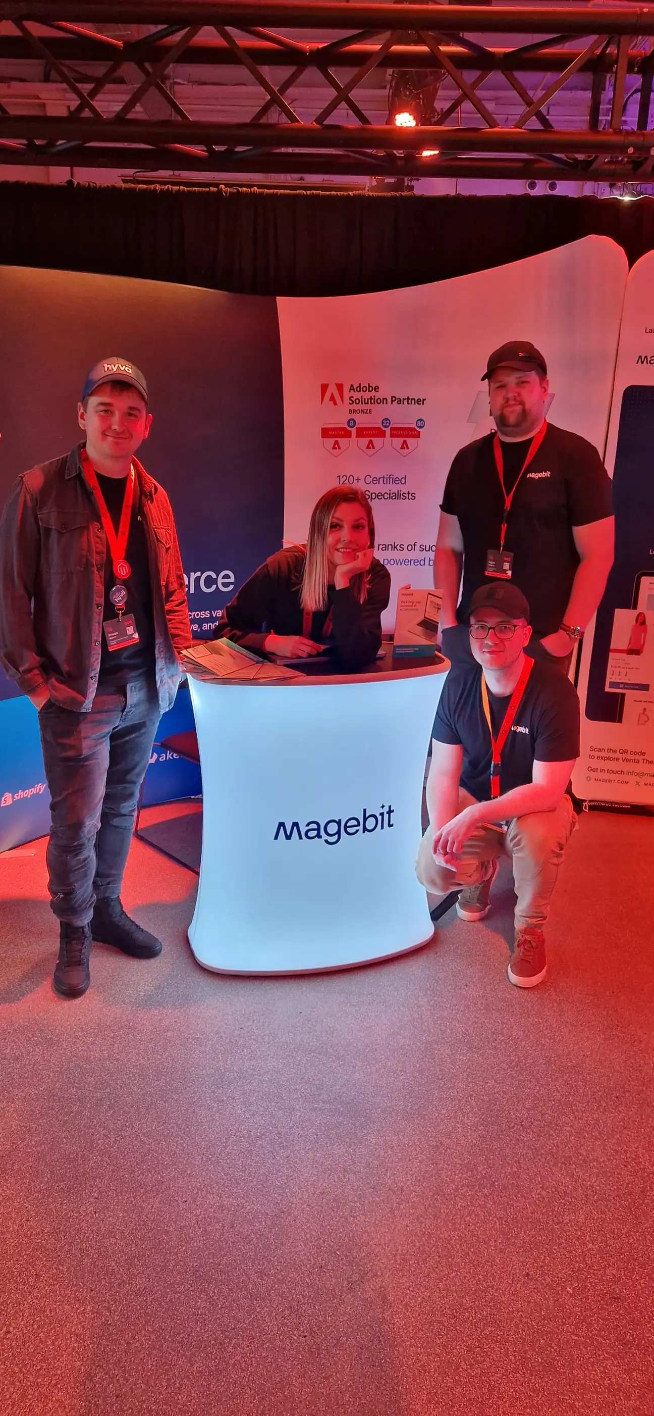 Magebit team gathered at its booth at Meet Magento Netherlands 2024