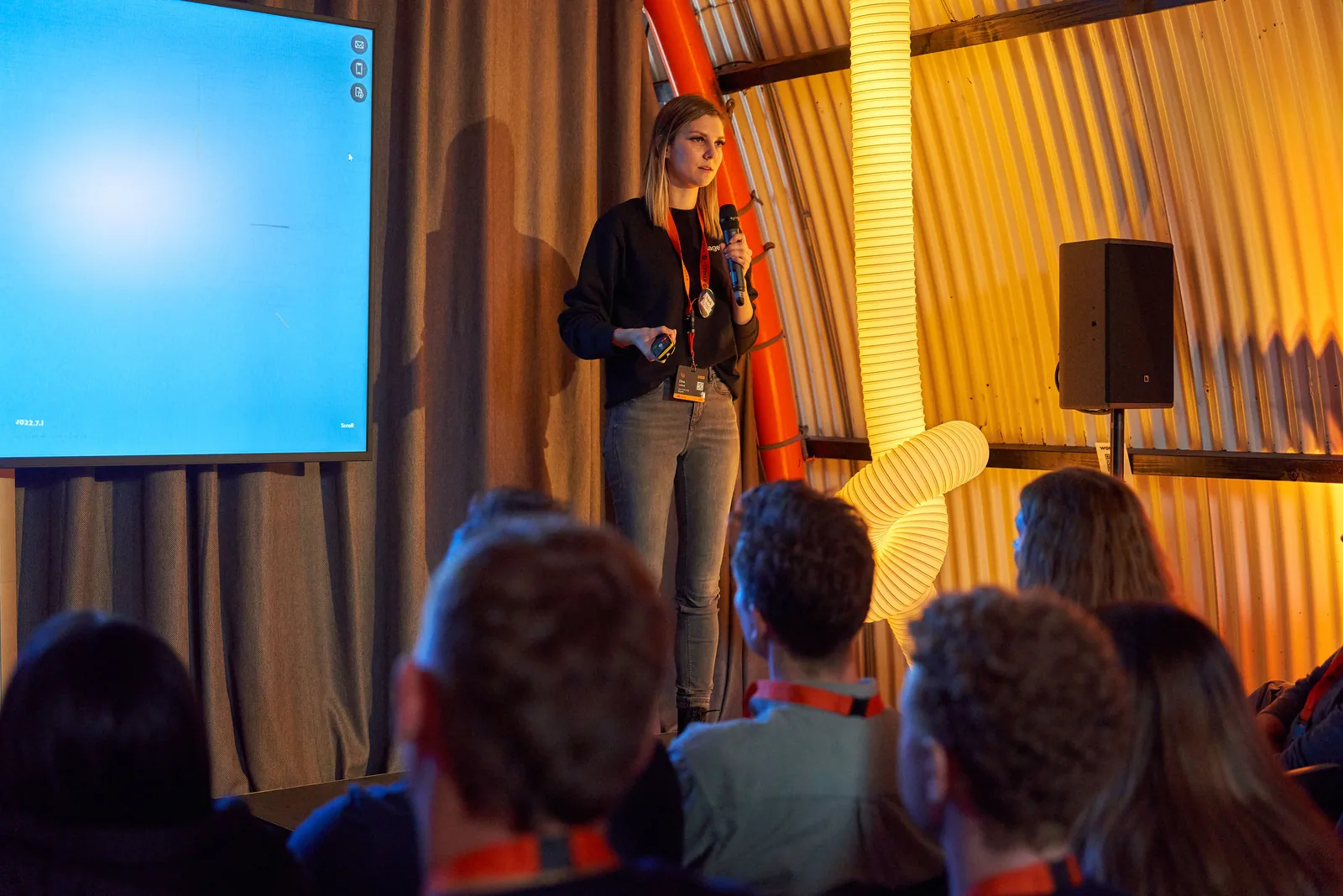 Elīna Loseva of Magebit presenting to a full room at Meet Magento Netherlands 2024