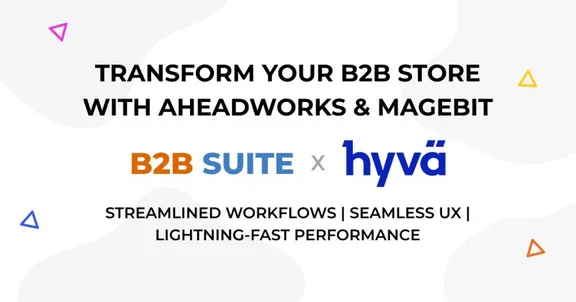 Aheadworks B2B Suite × Hyvä announcement graphic