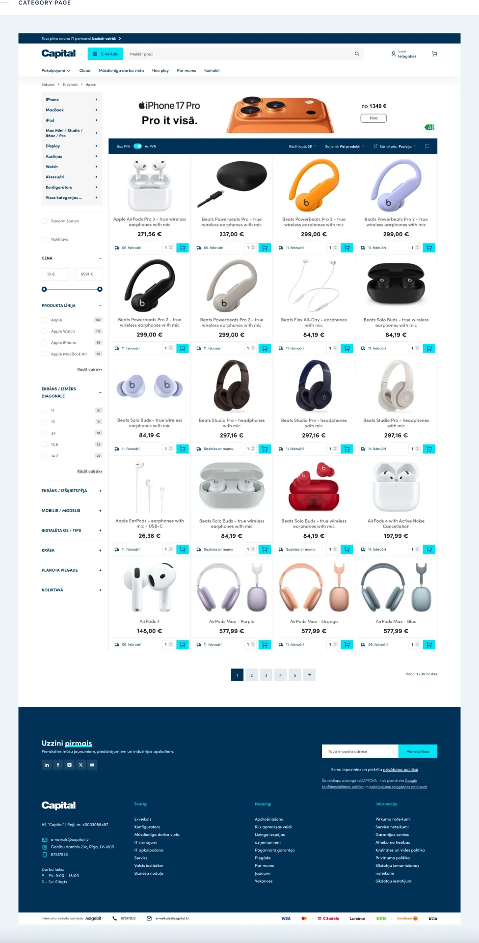Capital category page on the rebuilt Magento 2 storefront